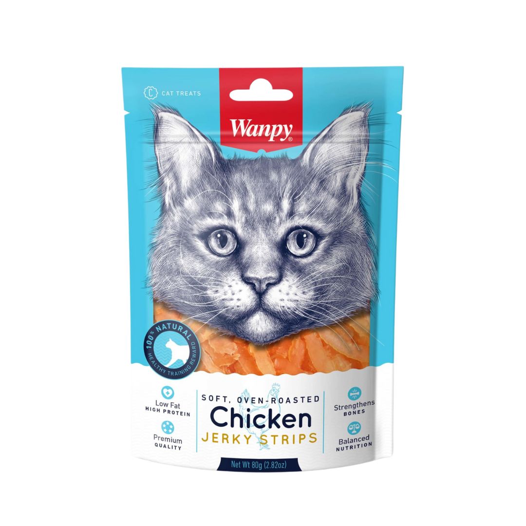Wanpy Cat 80g Soft Chicken Jerky Strips Cat Treat