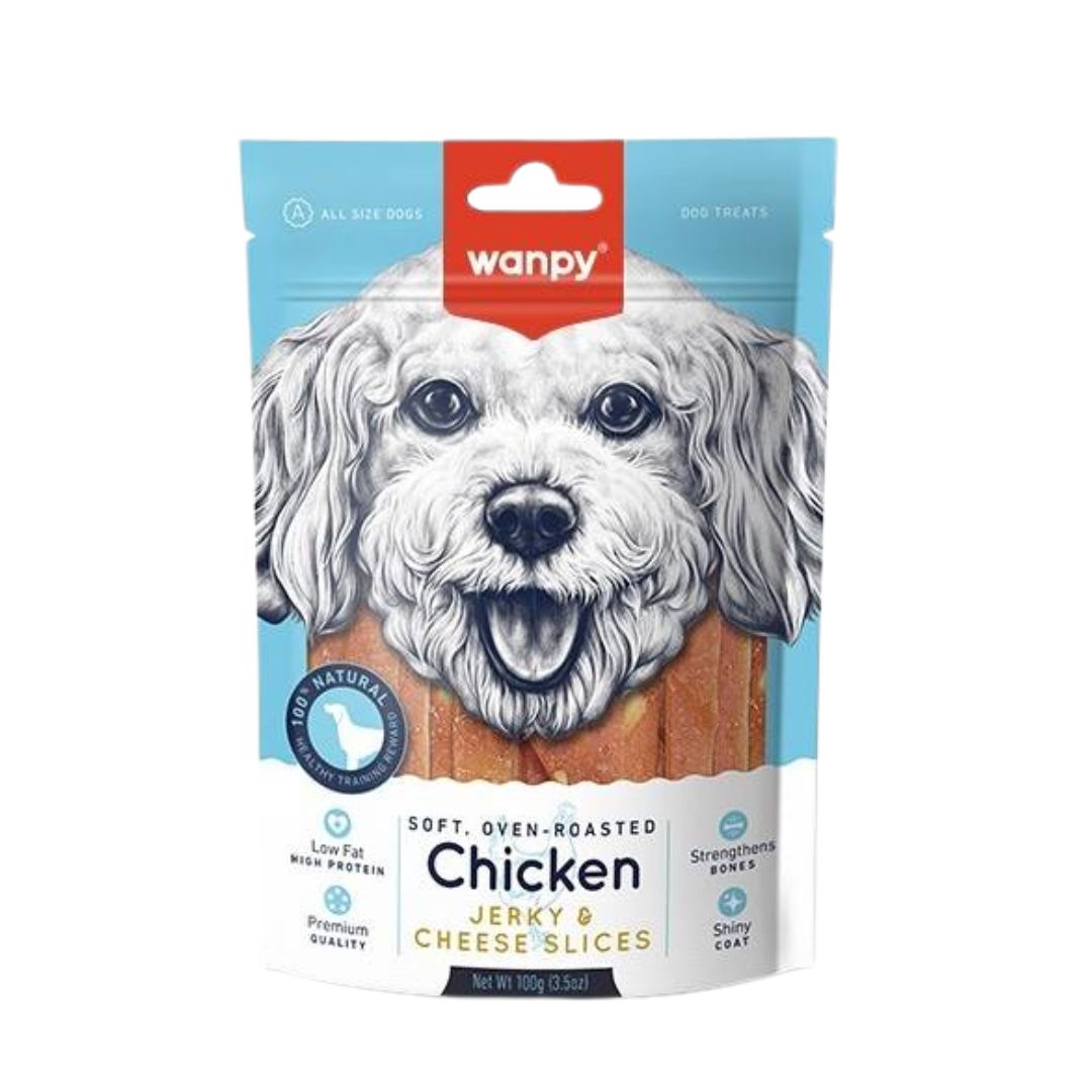 Wanpy Dog 100g Chicken Jerky & Cheese Slices Dog Treat