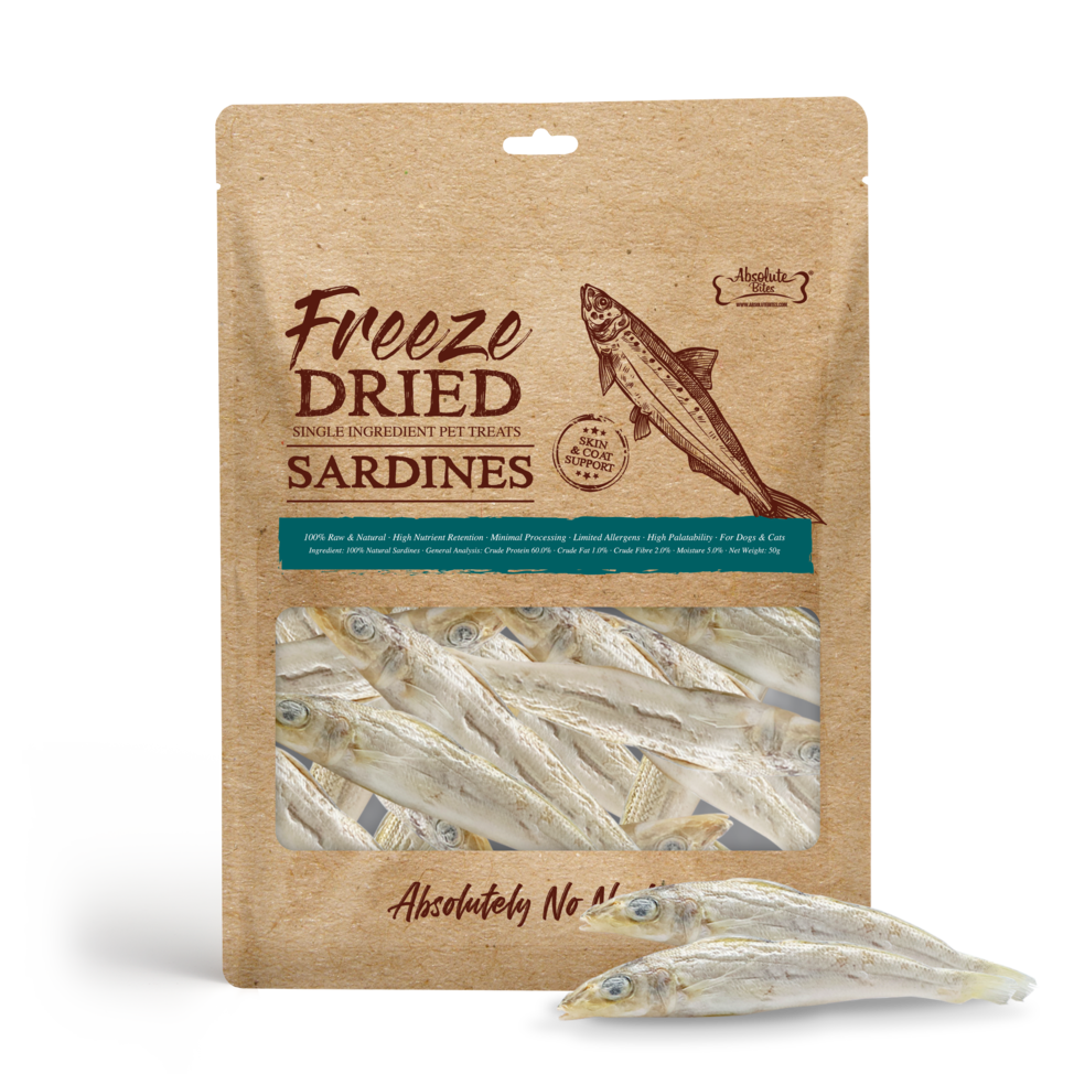 Absolute Bites Freeze Dried Raw 50g Sardine Cat & Dog Treat