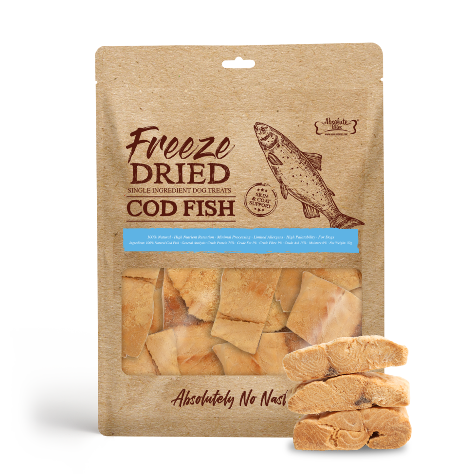 Absolute Bites Freeze Dried 30g Cod Fish Cat & Dog Treat