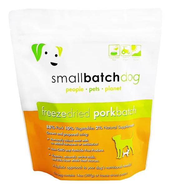 Smallbatch Dog Freeze Dried Raw Slider 14oz Pork Batch Sliders Dry Dog Food