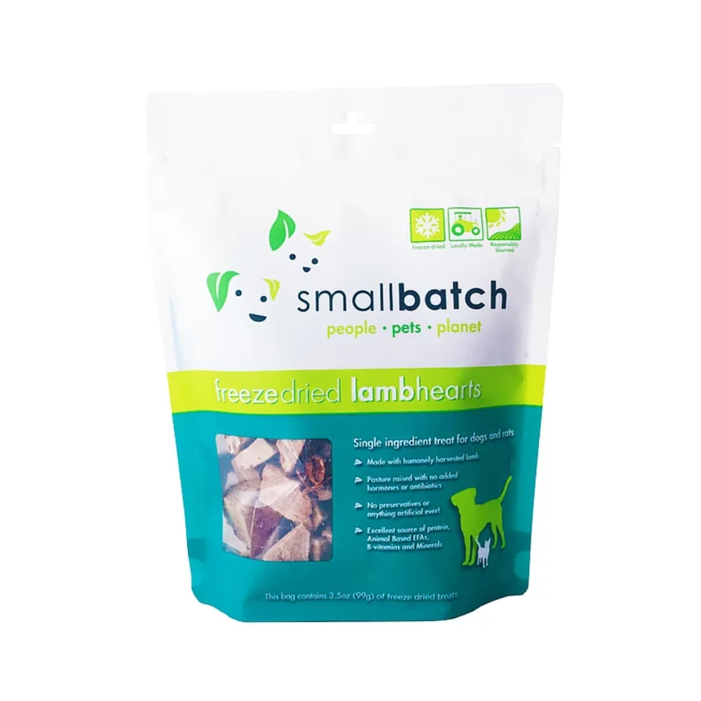 Smallbatch 3.5oz Freeze Dried Lamb Hearts Dogs & Cats Treat
