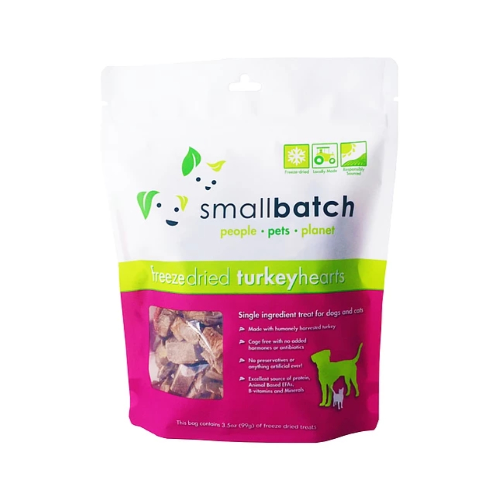 Smallbatch 3.5oz Freeze Dried Turkey Hearts Dogs & Cats Treat