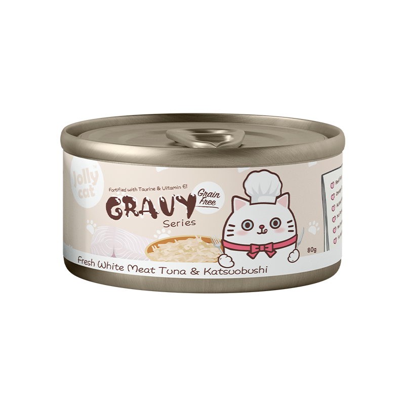 Jollycat Cat 80g Fresh White Tuna & Katsuobushi In Gravy Wet Cat Food