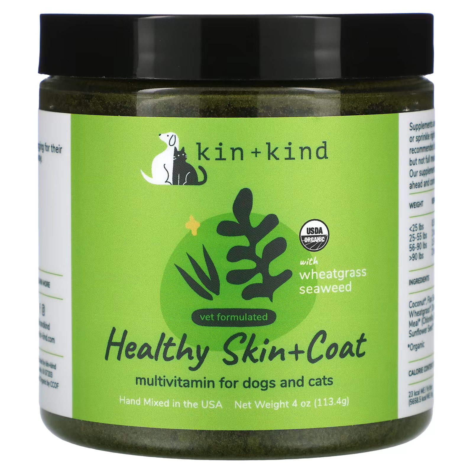 Kin+kind 113g Organic Healthy Skin & Coat Supplement For Dogs & Cats