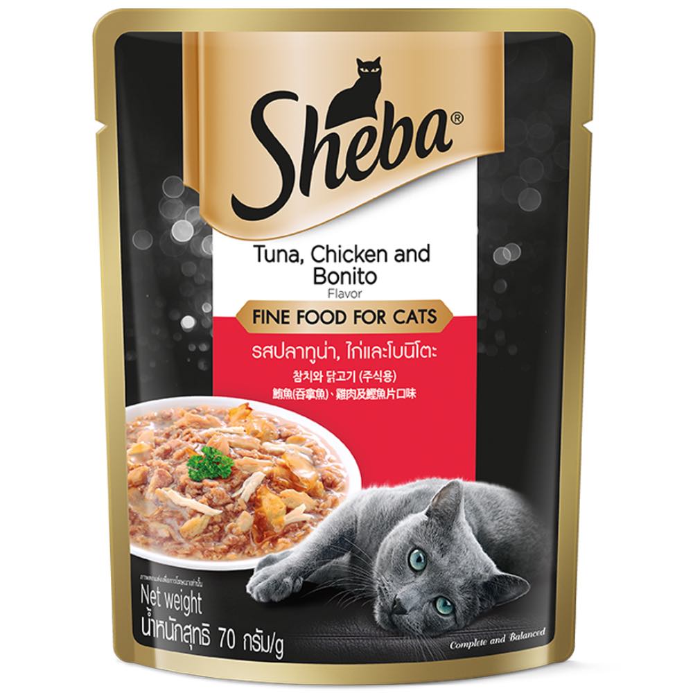 Sheba Cat 70g Tuna And Chicken With Bonito Flakes Pouch Wet Cat Food