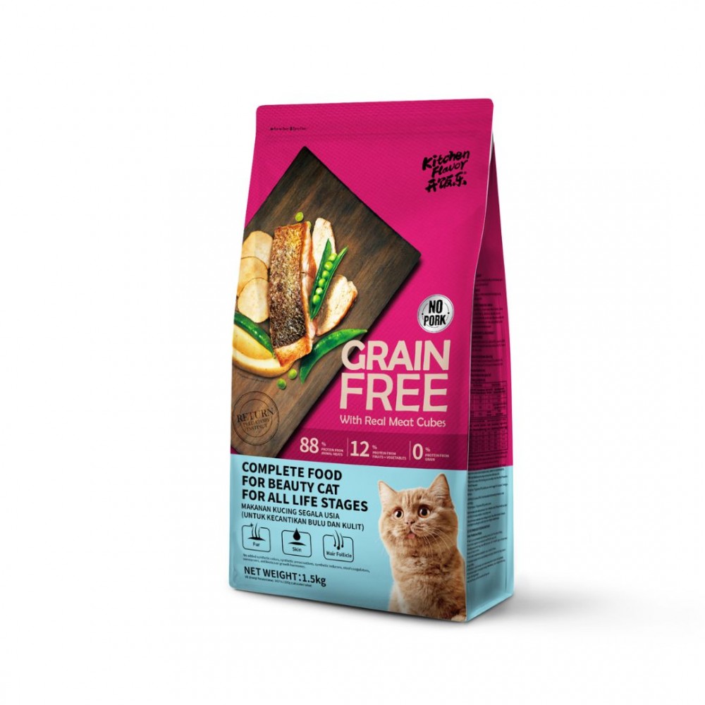 Kitchen Flavor Cat 1.5kg Grain Free Complete Beauty Cat Food For