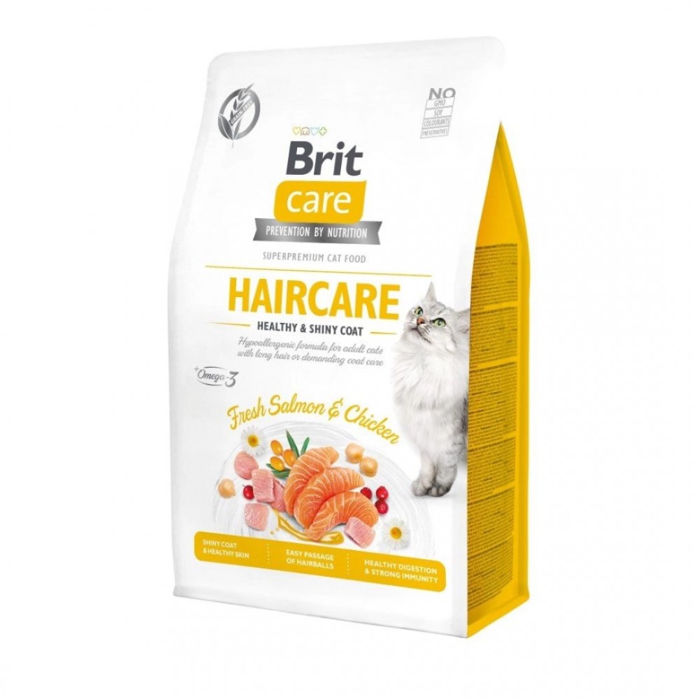 Brit Care Cat 2kg Grain Free Hair Care Healthy & Shiny Coat Dry Cat