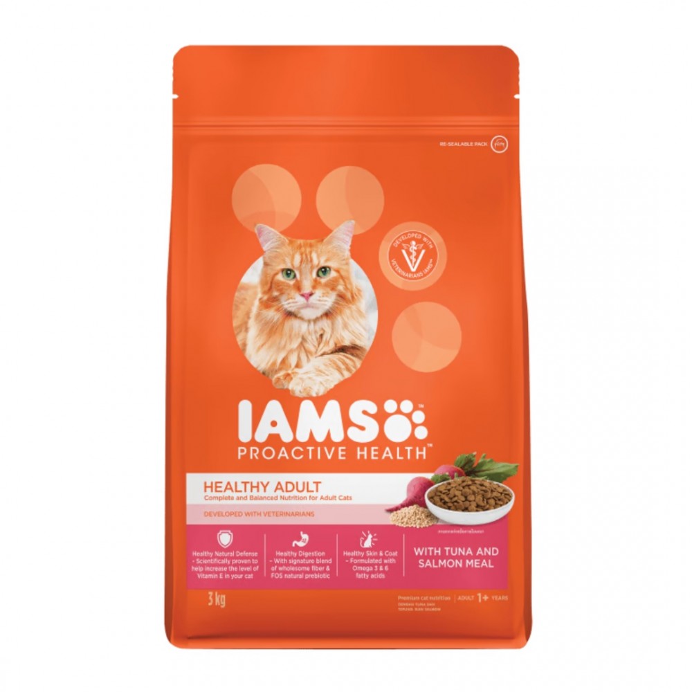 Iams Cat 3kg Adult Tuna And Salmon Dry Cat Food - Online Pet Shop