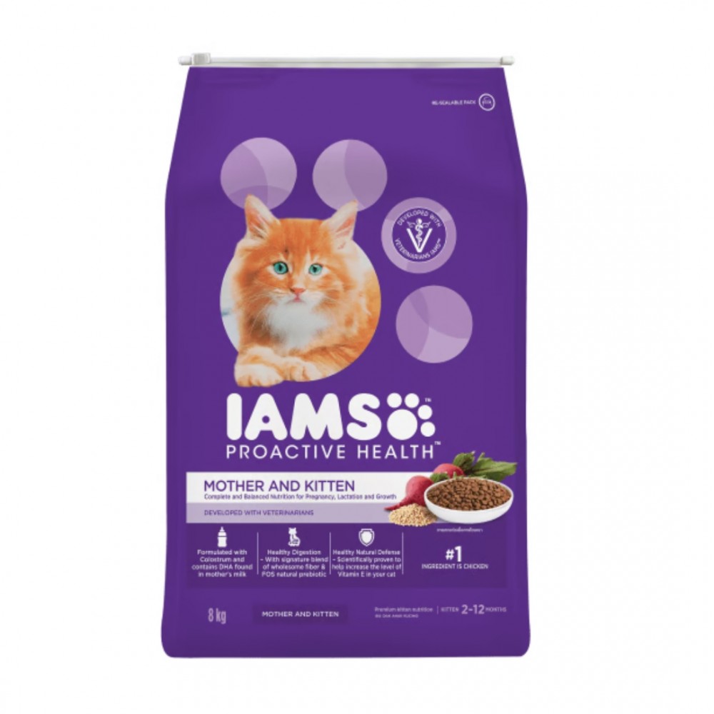 Iams Cat 8kg Mother & Kitten Chicken Dry Cat Food - Online Pet Shop