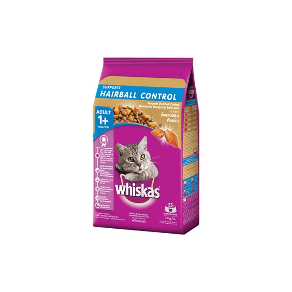 Whiskas 1.1kg Hairball Control Chicken Tuna Dry Cat Food