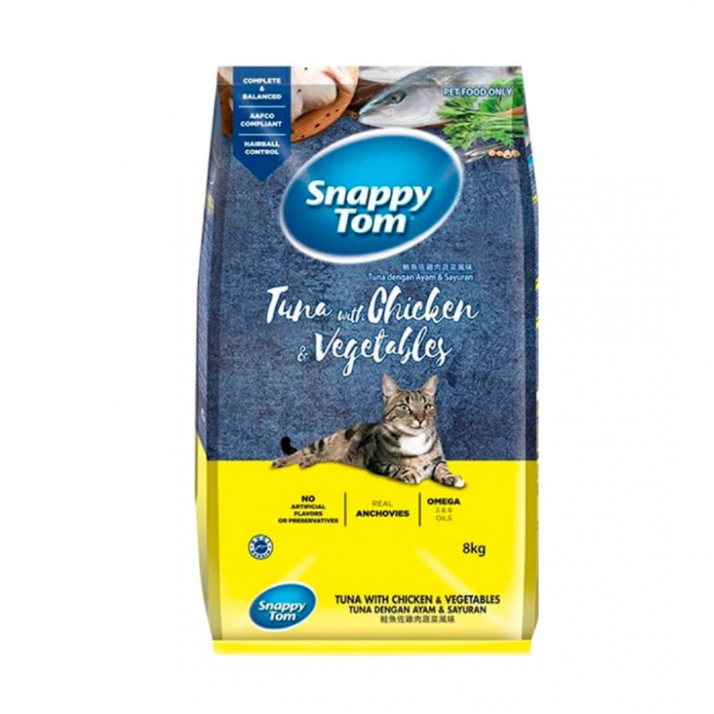 Snappy Tom 8kg Tuna, Chicken & Vegetables Dry Cat Food - Online Pet