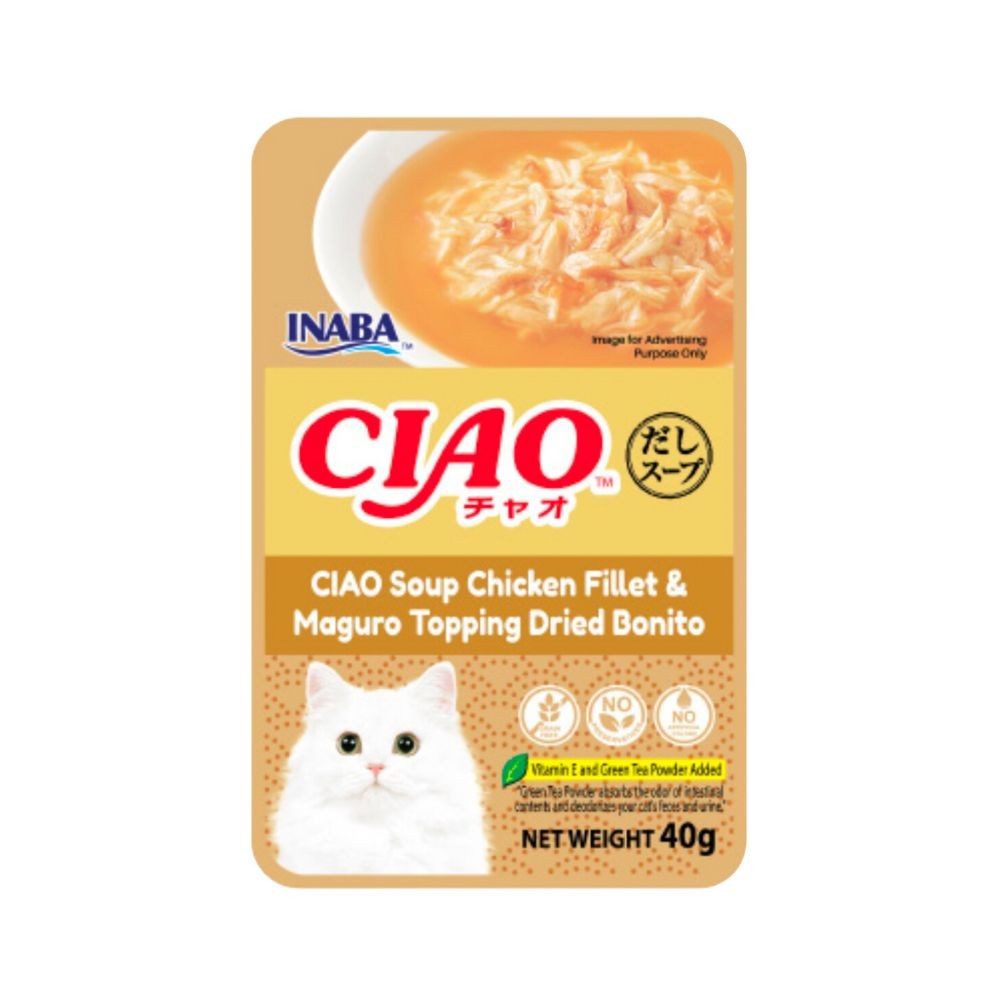 Ciao Pouch Soup 40g Chicken Fillet And Maguro Topping Dried Bonito Wet