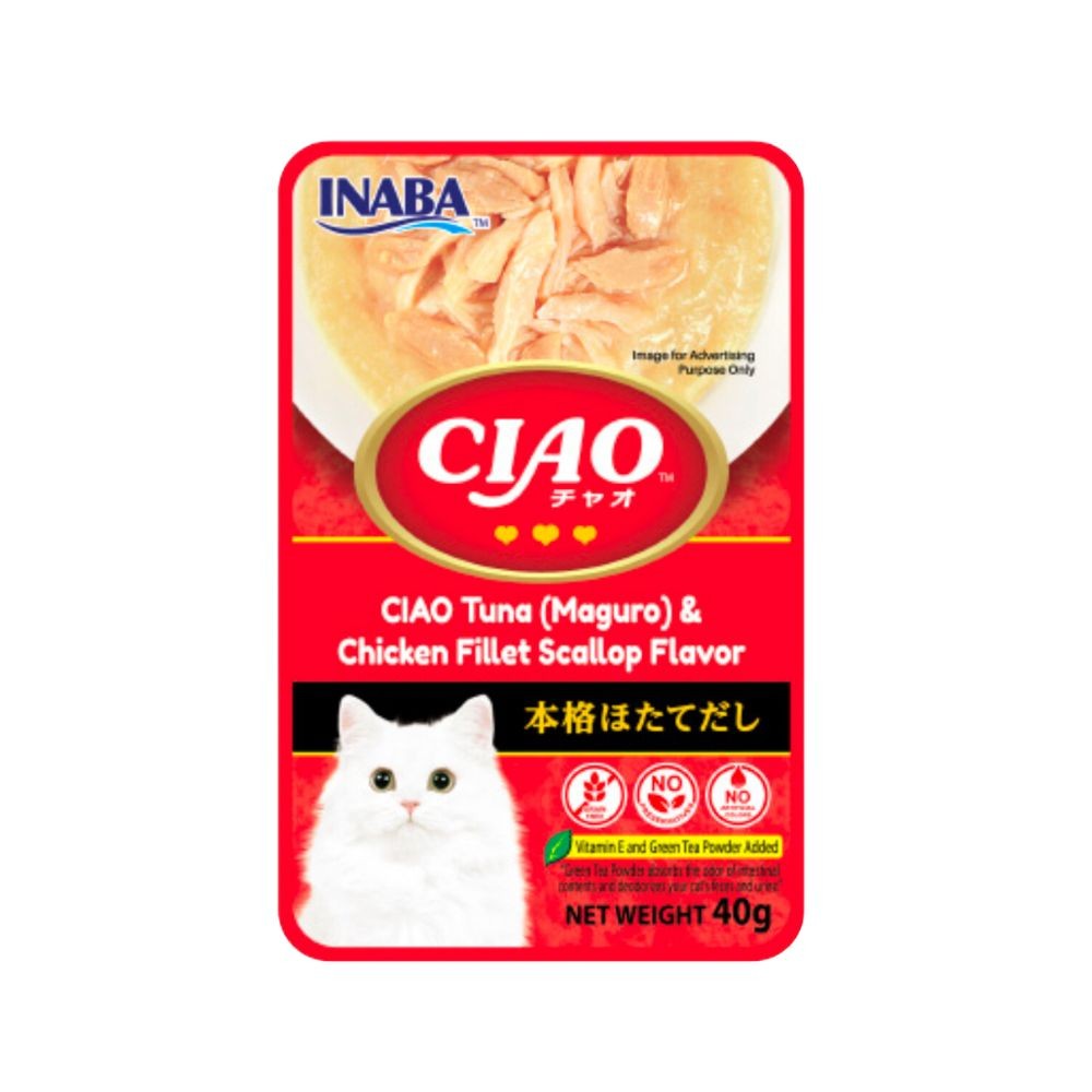 Ciao Pouch 40g Maguro Chicken Scallop Wet Cat Food - Online Pet Shop ...