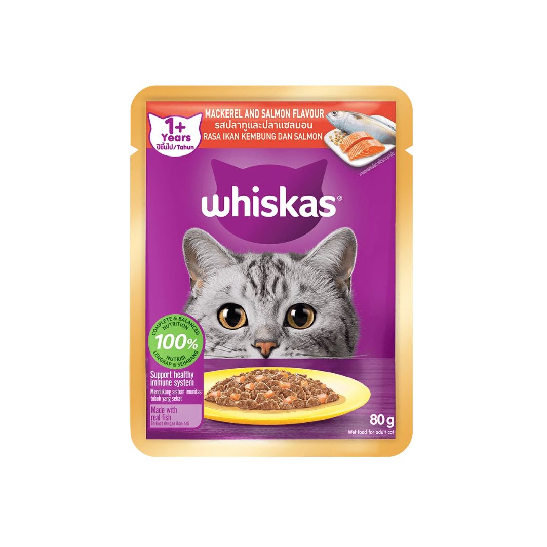 Whiskas Pouch Fresh Fish Mackerel & Salmon 80g Wet Cat Food - Online