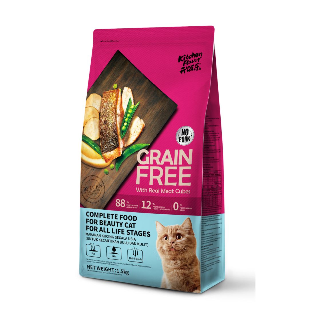 Kitchen Flavor Cat 1.5kg Grain Free Complete Beauty Cat Food For