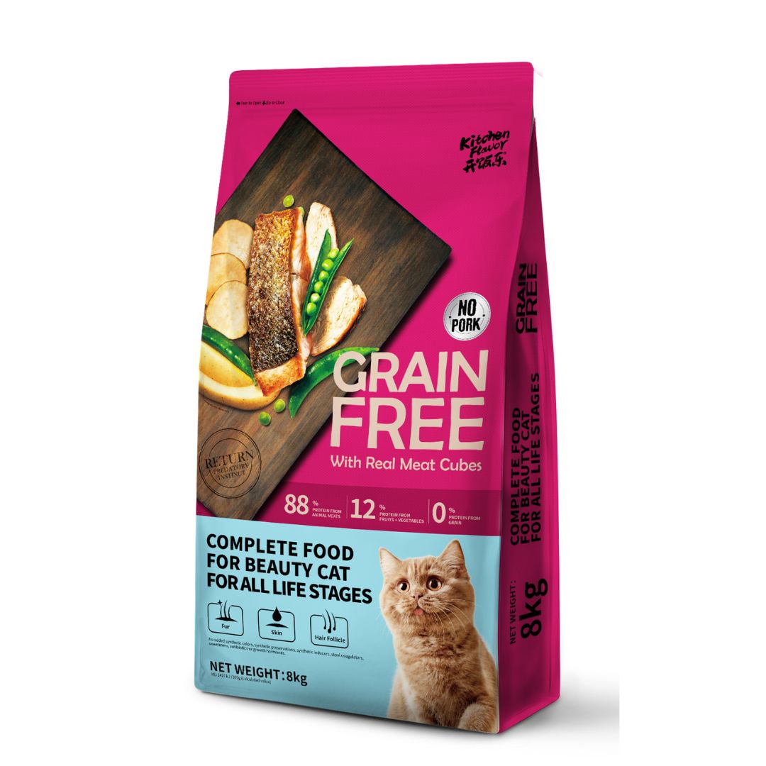 Kitchen Flavor Cat 8kg Grain Free Complete Beauty Cat Food For All